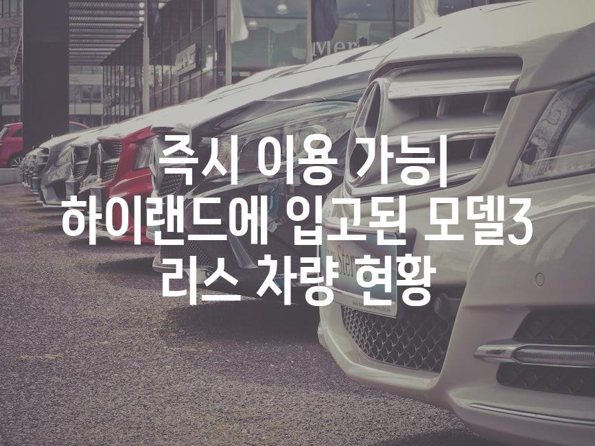  즉시 이용 가능| 하이랜드에 입고된 모델3 리스 차량 현황