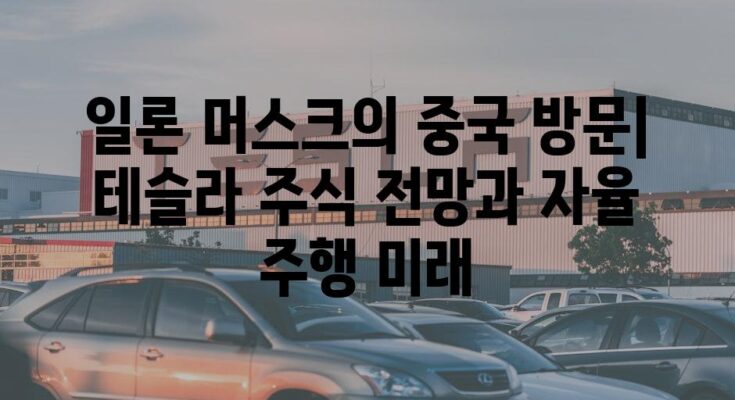 일론 머스크의 중국 방문| 테슬라 주식 전망과 자율 주행 미래