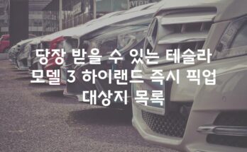 당장 받을 수 있는 테슬라 모델 3 하이랜드 즉시 픽업 대상지 목록