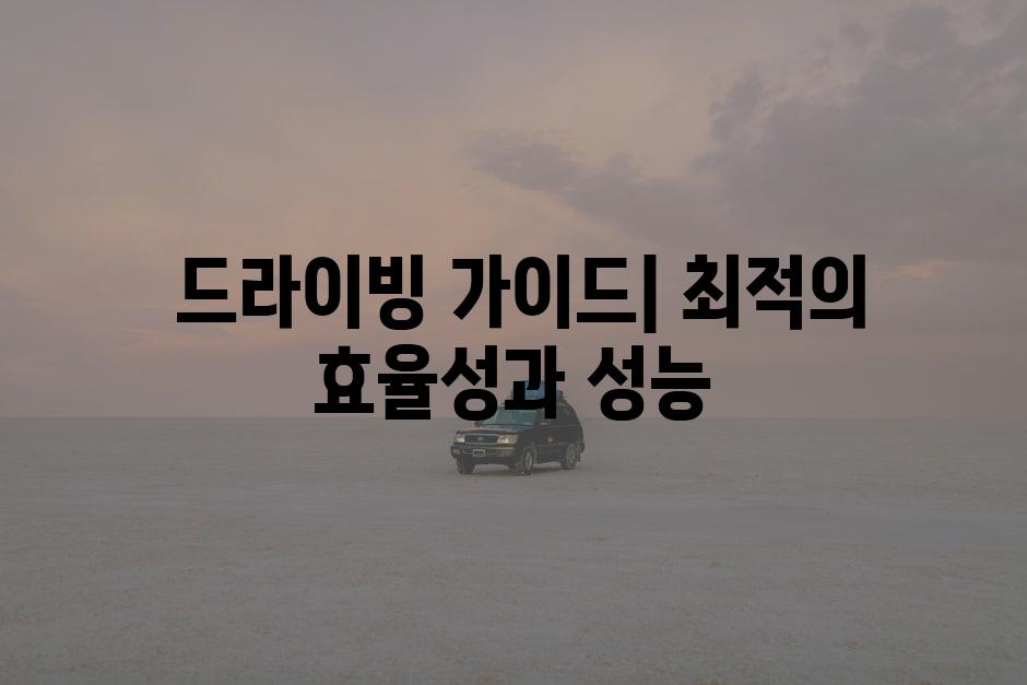  드라이빙 가이드| 최적의 효율성과 성능