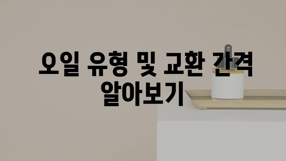  오일 유형 및 교환 간격 알아보기