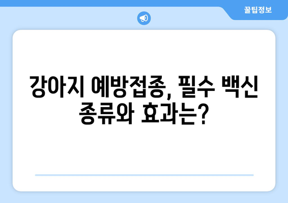 강아지 예방접종| 전문가가 알려주는 필수 정보 & 궁금증 해결 | 강아지 건강, 예방접종, 백신, 질병