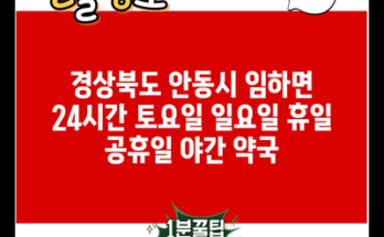 경상북도 안동시 임하면 24시간 토요일 일요일 휴일 공휴일 야간 약국