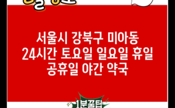 서울시 강북구 미아동 24시간 토요일 일요일 휴일 공휴일 야간 약국