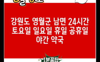 강원도 영월군 남면 24시간 토요일 일요일 휴일 공휴일 야간 약국