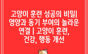 고양이 훈련 성공의 비밀| 영양과 동기 부여의 놀라운 연결 | 고양이 훈련, 건강, 행동 개선