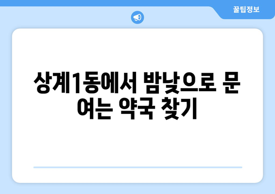 서울시 노원구 상계1동 24시간 토요일 일요일 휴일 공휴일 야간 약국