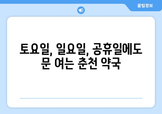 강원도 춘천시 소양로1동 24시간 토요일 일요일 휴일 공휴일 야간 약국