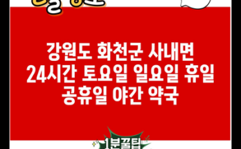 강원도 화천군 사내면 24시간 토요일 일요일 휴일 공휴일 야간 약국