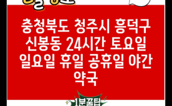 충청북도 청주시 흥덕구 신봉동 24시간 토요일 일요일 휴일 공휴일 야간 약국