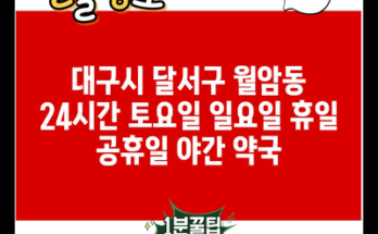 대구시 달서구 월암동 24시간 토요일 일요일 휴일 공휴일 야간 약국