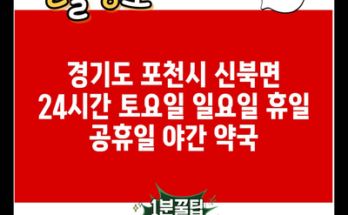 경기도 포천시 신북면 24시간 토요일 일요일 휴일 공휴일 야간 약국