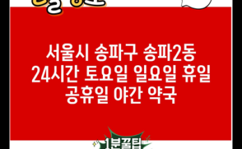 서울시 송파구 송파2동 24시간 토요일 일요일 휴일 공휴일 야간 약국