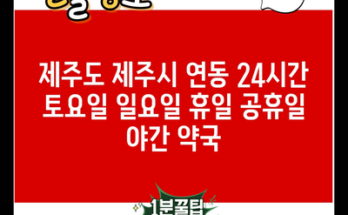 제주도 제주시 연동 24시간 토요일 일요일 휴일 공휴일 야간 약국