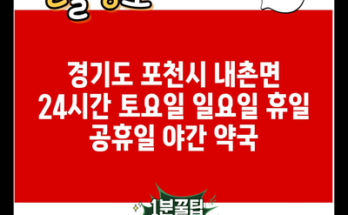 경기도 포천시 내촌면 24시간 토요일 일요일 휴일 공휴일 야간 약국