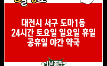 대전시 서구 도마1동 24시간 토요일 일요일 휴일 공휴일 야간 약국