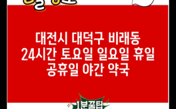 대전시 대덕구 비래동 24시간 토요일 일요일 휴일 공휴일 야간 약국