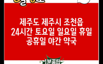 제주도 제주시 조천읍 24시간 토요일 일요일 휴일 공휴일 야간 약국