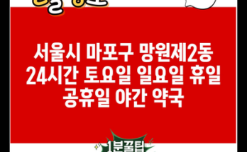 서울시 마포구 망원제2동 24시간 토요일 일요일 휴일 공휴일 야간 약국