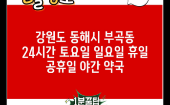 강원도 동해시 부곡동 24시간 토요일 일요일 휴일 공휴일 야간 약국