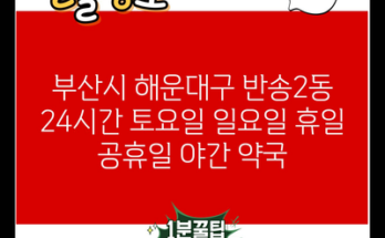 부산시 해운대구 반송2동 24시간 토요일 일요일 휴일 공휴일 야간 약국