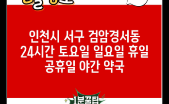 인천시 서구 검암경서동 24시간 토요일 일요일 휴일 공휴일 야간 약국