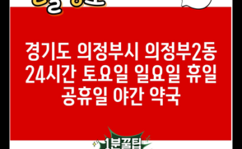 경기도 의정부시 의정부2동 24시간 토요일 일요일 휴일 공휴일 야간 약국