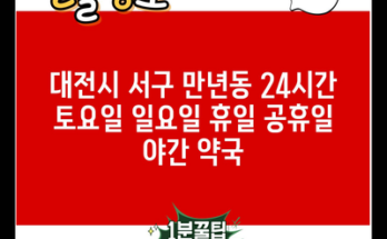 대전시 서구 만년동 24시간 토요일 일요일 휴일 공휴일 야간 약국