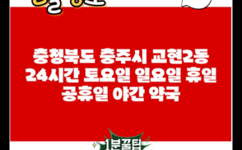 충청북도 충주시 교현2동 24시간 토요일 일요일 휴일 공휴일 야간 약국