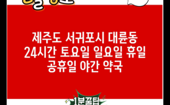 제주도 서귀포시 대륜동 24시간 토요일 일요일 휴일 공휴일 야간 약국