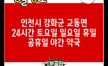 인천시 강화군 교동면 24시간 토요일 일요일 휴일 공휴일 야간 약국