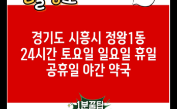 경기도 시흥시 정왕1동 24시간 토요일 일요일 휴일 공휴일 야간 약국