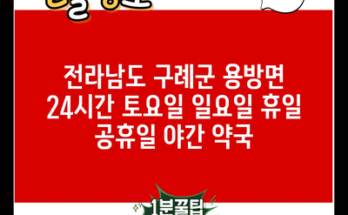 전라남도 구례군 용방면 24시간 토요일 일요일 휴일 공휴일 야간 약국