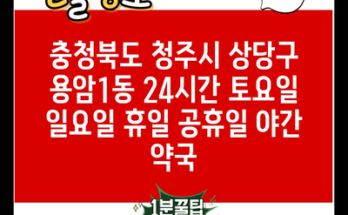 충청북도 청주시 상당구 용암1동 24시간 토요일 일요일 휴일 공휴일 야간 약국