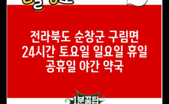 전라북도 순창군 구림면 24시간 토요일 일요일 휴일 공휴일 야간 약국