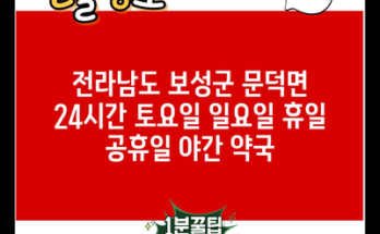 전라남도 보성군 문덕면 24시간 토요일 일요일 휴일 공휴일 야간 약국