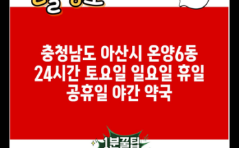 충청남도 아산시 온양6동 24시간 토요일 일요일 휴일 공휴일 야간 약국