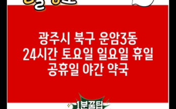 광주시 북구 운암3동 24시간 토요일 일요일 휴일 공휴일 야간 약국