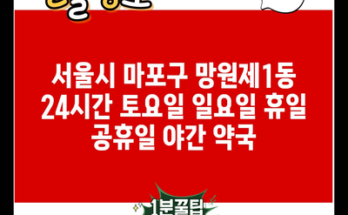 서울시 마포구 망원제1동 24시간 토요일 일요일 휴일 공휴일 야간 약국