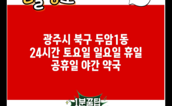 광주시 북구 두암1동 24시간 토요일 일요일 휴일 공휴일 야간 약국