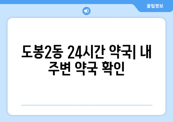 서울시 도봉구 도봉2동 24시간 토요일 일요일 휴일 공휴일 야간 약국