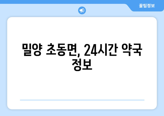 경상남도 밀양시 초동면 24시간 토요일 일요일 휴일 공휴일 야간 약국