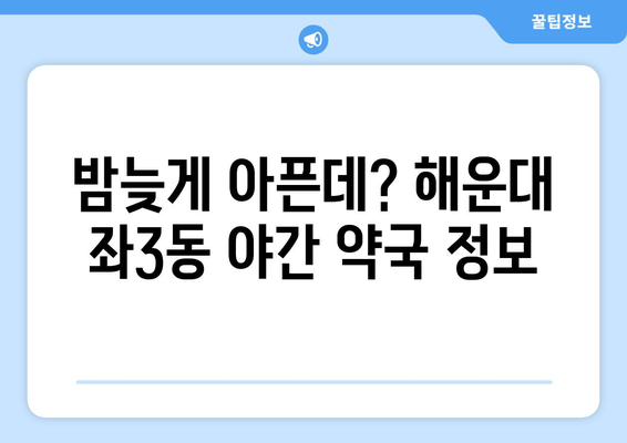 부산시 해운대구 좌3동 24시간 토요일 일요일 휴일 공휴일 야간 약국