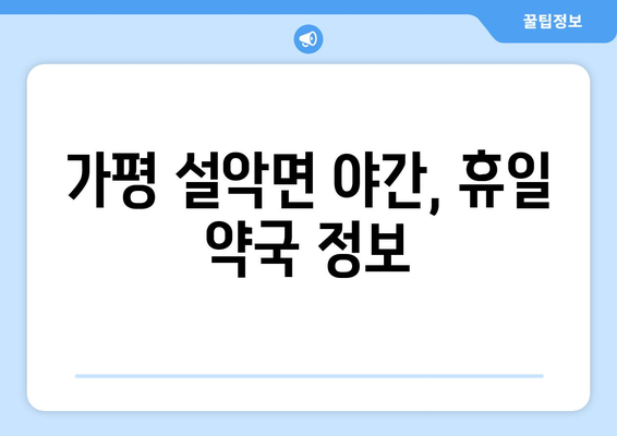 경기도 가평군 설악면 24시간 토요일 일요일 휴일 공휴일 야간 약국