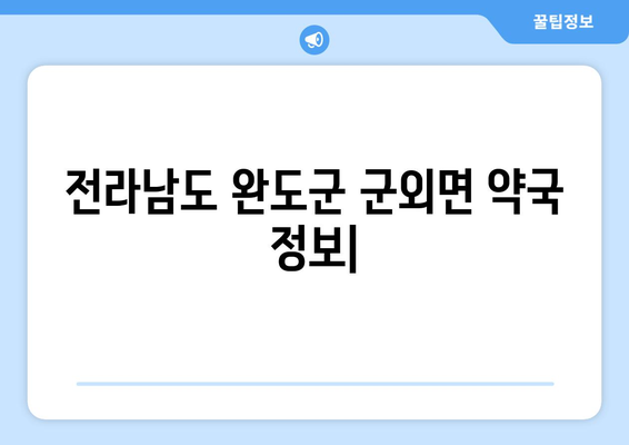 전라남도 완도군 군외면 24시간 토요일 일요일 휴일 공휴일 야간 약국