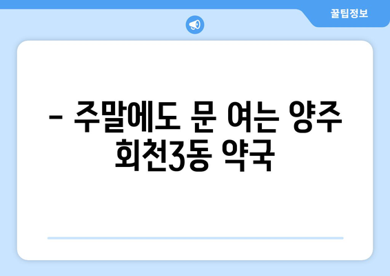 경기도 양주시 회천3동 24시간 토요일 일요일 휴일 공휴일 야간 약국