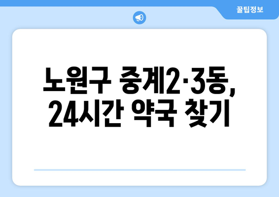 서울시 노원구 중계2·3동 24시간 토요일 일요일 휴일 공휴일 야간 약국