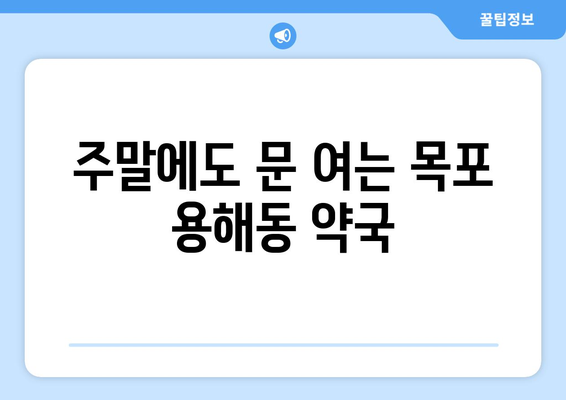 전라남도 목포시 용해동 24시간 토요일 일요일 휴일 공휴일 야간 약국