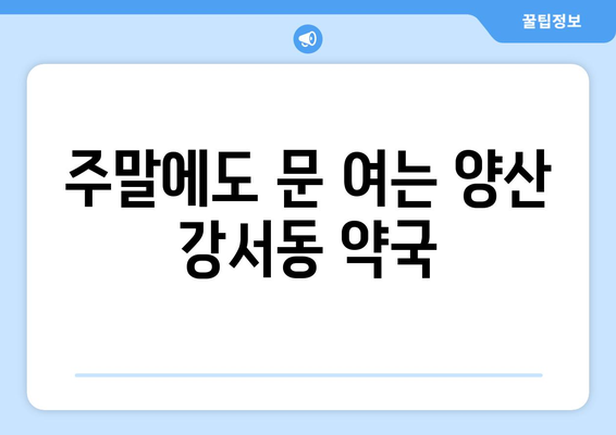 경상남도 양산시 강서동 24시간 토요일 일요일 휴일 공휴일 야간 약국