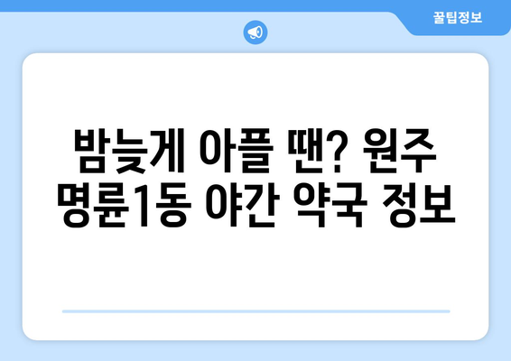 강원도 원주시 명륜1동 24시간 토요일 일요일 휴일 공휴일 야간 약국